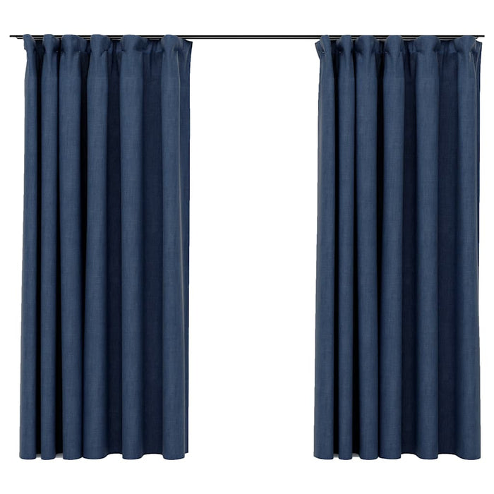 Draperii opace aspect in, cu cârlige 2 buc. albastru 140x175 cm - WALTI WALTI