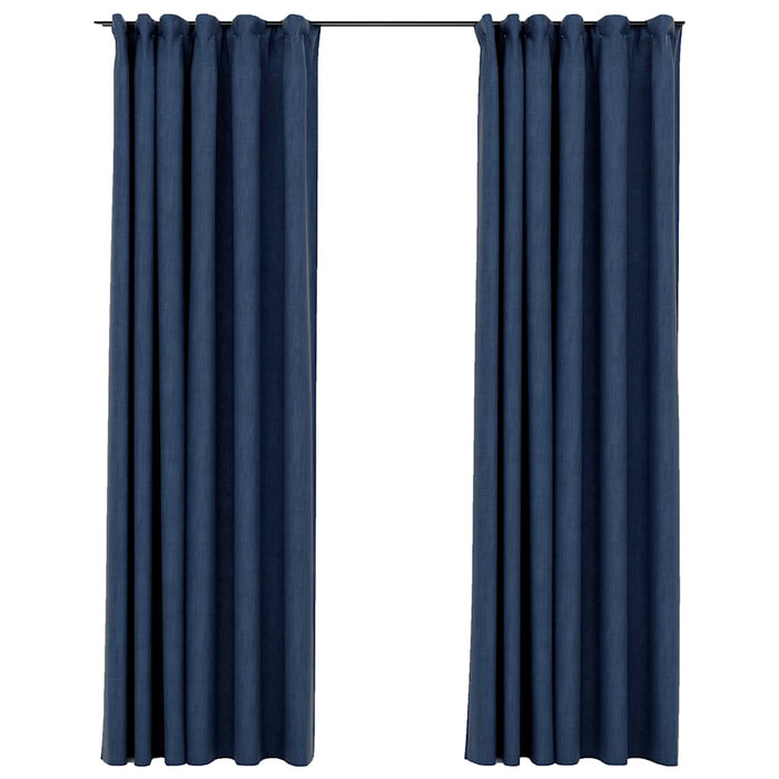 Perdele opace aspect pânză cârlige, 2 buc, albastru, 140x225 cm - WALTI WALTI
