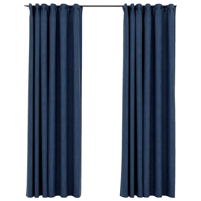 Draperii opace aspect in, cârlige, 2 buc., albastru, 140x245 cm - WALTI WALTI