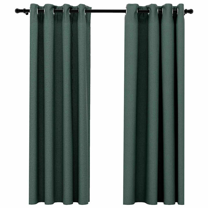 Perdele opace aspect pânză cu ocheți 2 buc. verde 140x175 cm - WALTI WALTI