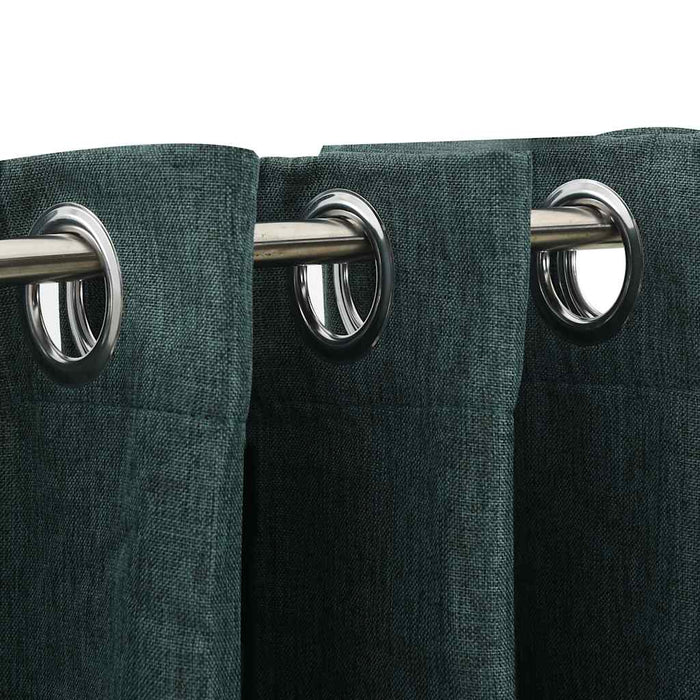 Perdele opace aspect pânză cu ocheți 2 buc. verde 140x175 cm - WALTI WALTI