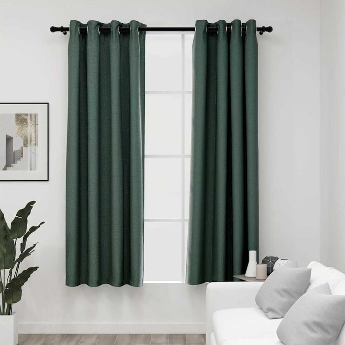 Perdele opace aspect pânză cu ocheți 2 buc. verde 140x175 cm - WALTI WALTI