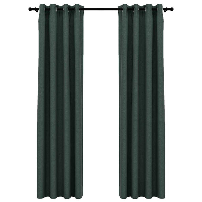 Perdele opace aspect pânză cu ocheți 2 buc verde 140x225 cm - WALTI WALTI