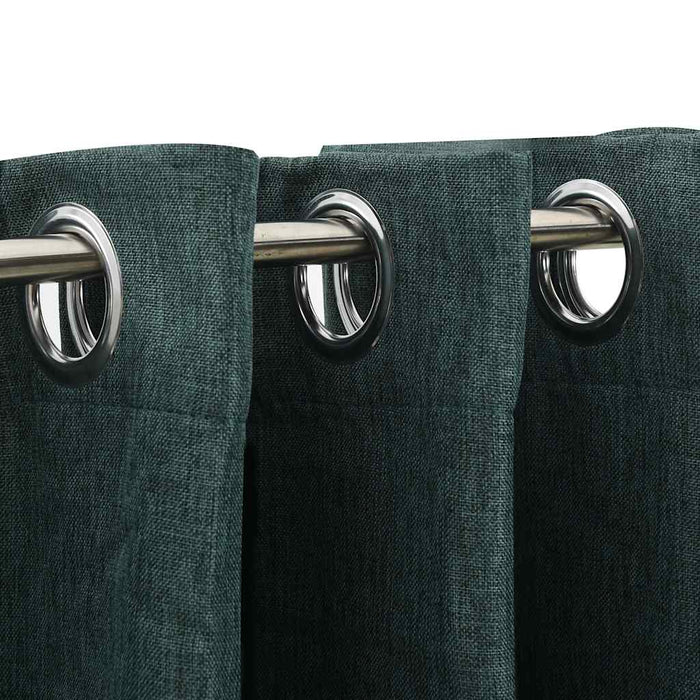 Perdele opace aspect pânză cu ocheți 2 buc verde 140x225 cm - WALTI WALTI