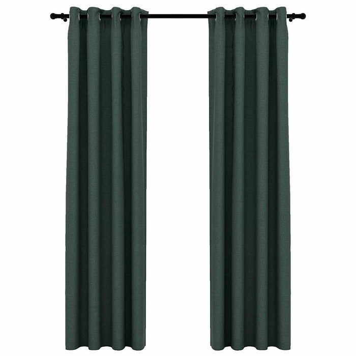 Draperii opace, aspect in, cu ocheți, 2 buc., verde, 140x245 cm - WALTI WALTI