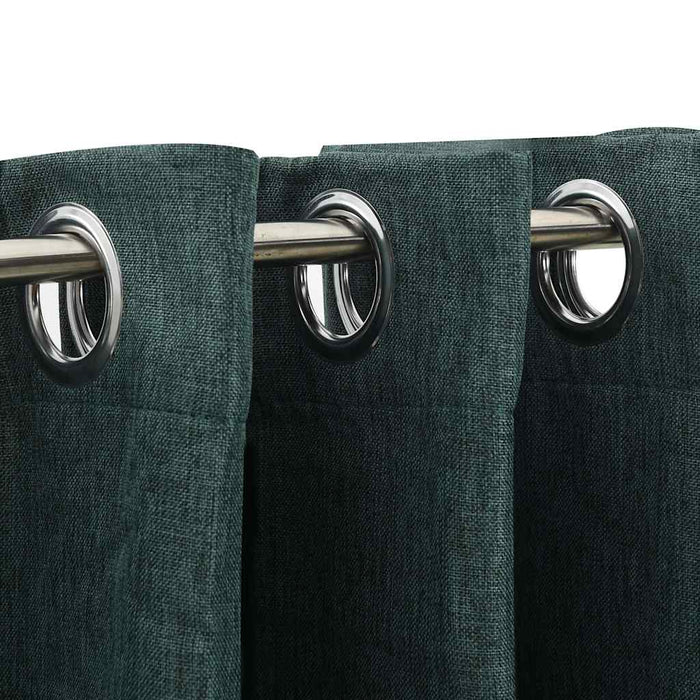 Draperii opace, aspect in, cu ocheți, 2 buc., verde, 140x245 cm - WALTI WALTI