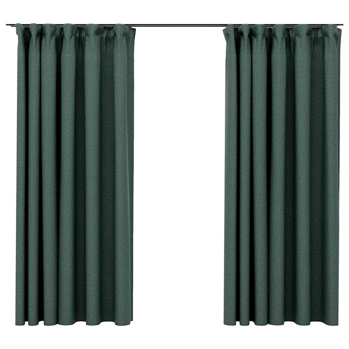 Draperii opace aspect in, cu cârlige, 2 buc., verde, 140x175 cm - WALTI WALTI