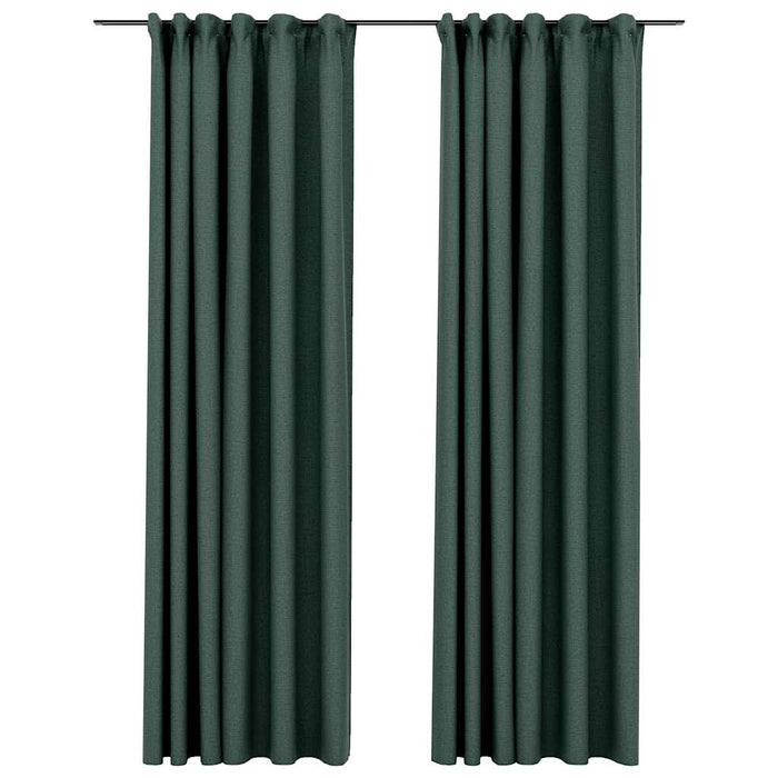 Perdele opace aspect pânză, cârlige, 2 buc. verde, 140x225 cm - WALTI WALTI