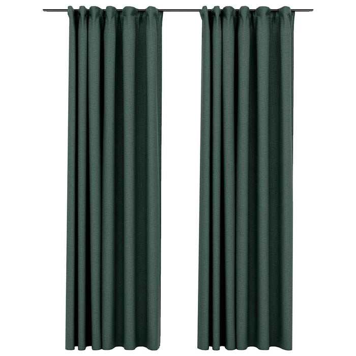 Draperii opace aspect in, cu cârlige, 2 buc. verde, 140x245 cm - WALTI WALTI