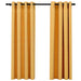 Draperii opace aspect in, cu ocheți, 2 buc., galben, 140x175 cm - WALTI WALTI
