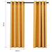 Draperii opace aspect in, cu ocheți, 2 buc., galben, 140x175 cm - WALTI WALTI