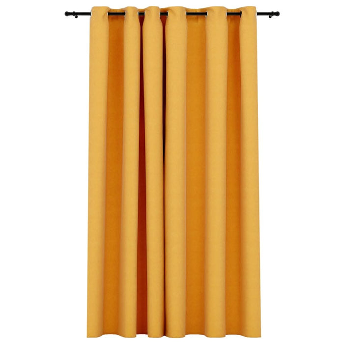 Perdea opacă, aspect pânză, cu ocheți, galben, 290x245 cm - WALTI WALTI