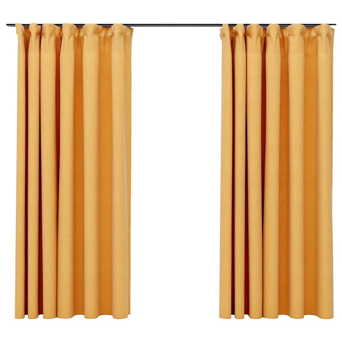 Draperii opace aspect in, cârlige, 2 buc., galben, 140 x 175 cm - WALTI WALTI