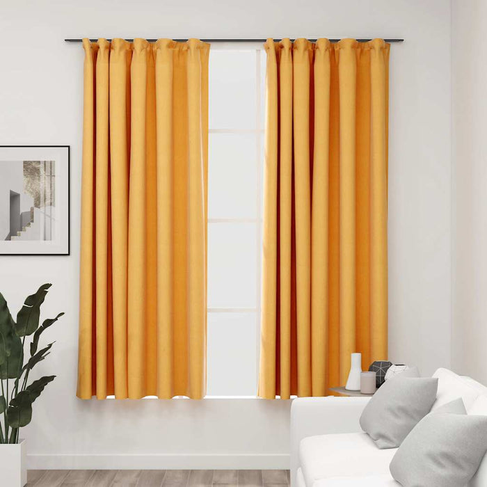 Draperii opace aspect in, cârlige, 2 buc., galben, 140 x 175 cm - WALTI WALTI