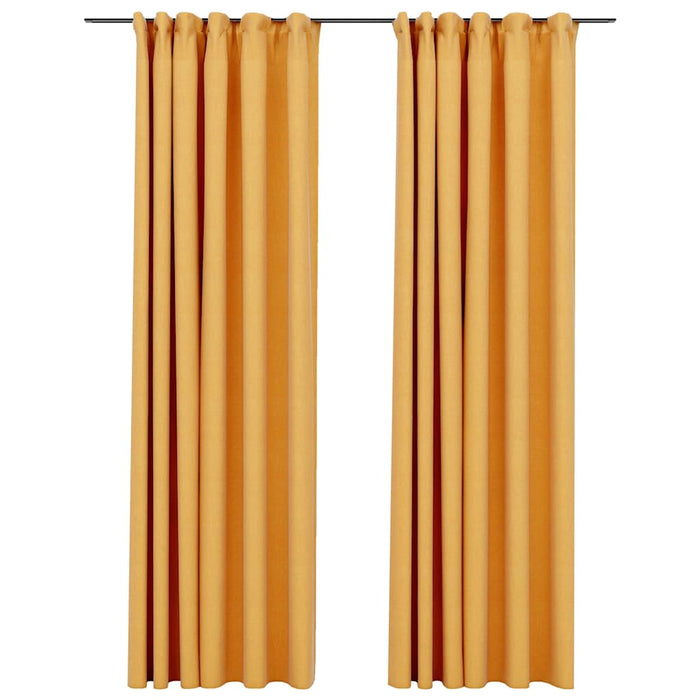 Perdele opace aspect pânză, cârlige, 2 buc. galben, 140x225 cm - WALTI WALTI