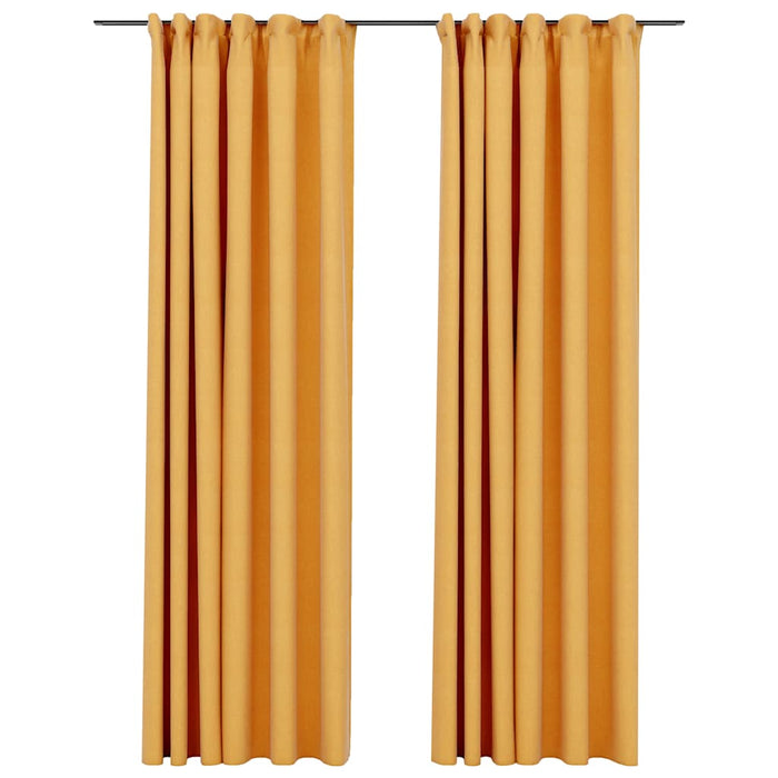 Draperii opace aspect in, cârlige, 2 buc., galben, 140x245 cm - WALTI WALTI