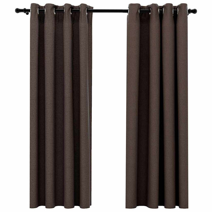 Perdele opace aspect pânză ocheți 2 buc. gri taupe 140x175 cm - WALTI WALTI