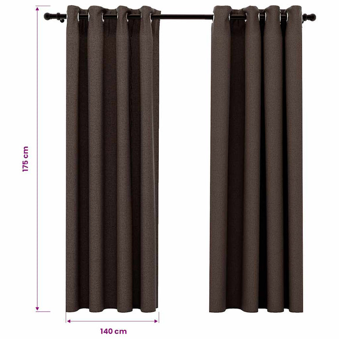 Perdele opace aspect pânză ocheți 2 buc. gri taupe 140x175 cm - WALTI WALTI