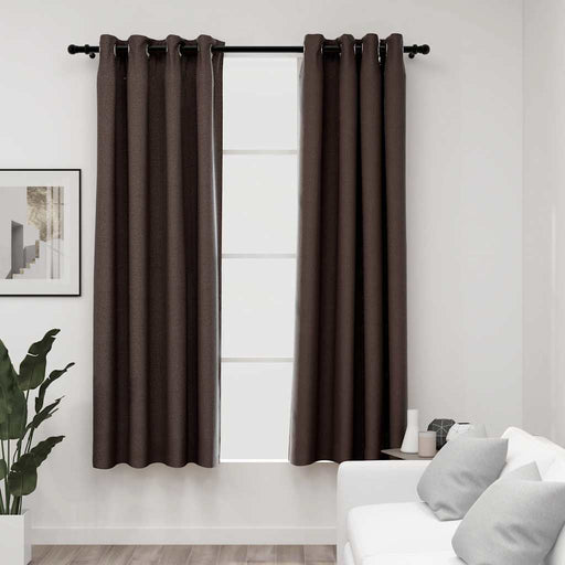 Perdele opace aspect pânză ocheți 2 buc. gri taupe 140x175 cm - WALTI WALTI