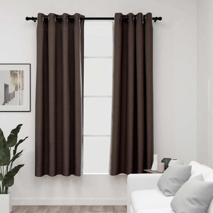 Perdele opace aspect pânză ocheți 2 buc. gri taupe 140x175 cm - WALTI WALTI