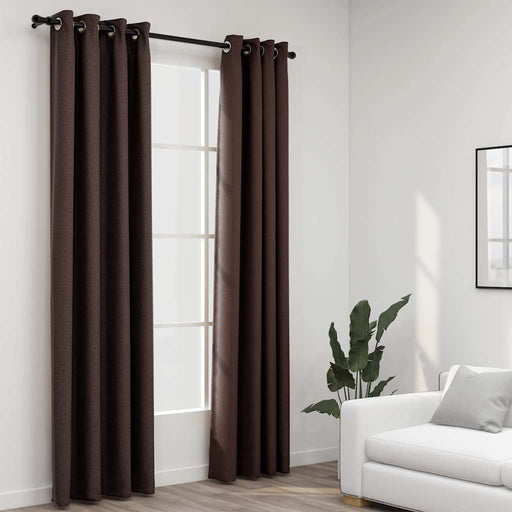 Perdele opace aspect pânză ocheți 2 buc. gri taupe 140x225 cm - WALTI WALTI