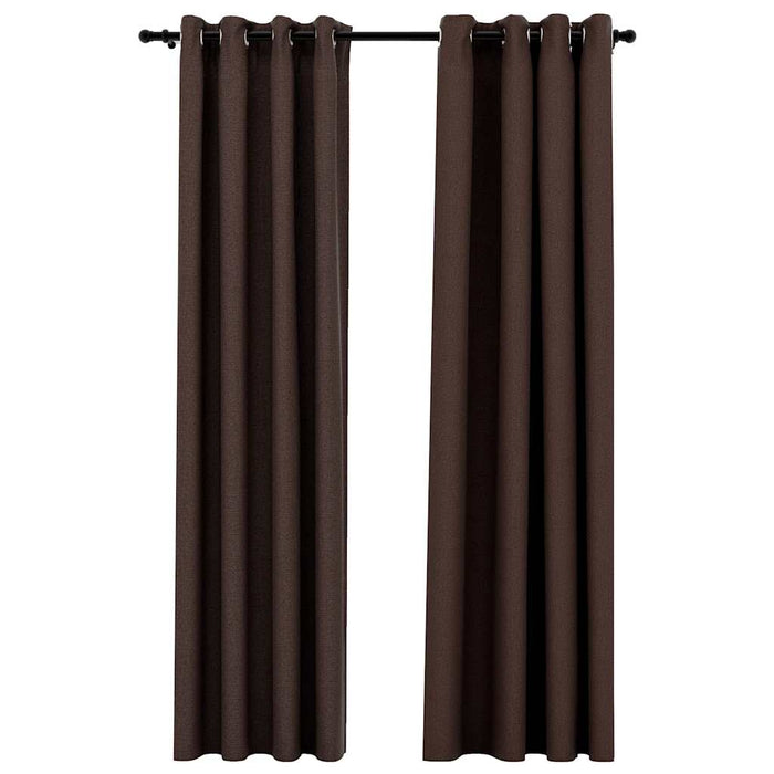 Perdele opace, aspect pânză, ocheți, 2 buc., taupe, 140x245 cm - WALTI WALTI