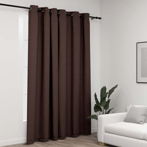 Perdea opacă, aspect pânză, cu ocheți, gri taupe, 290x245 cm - WALTI WALTI
