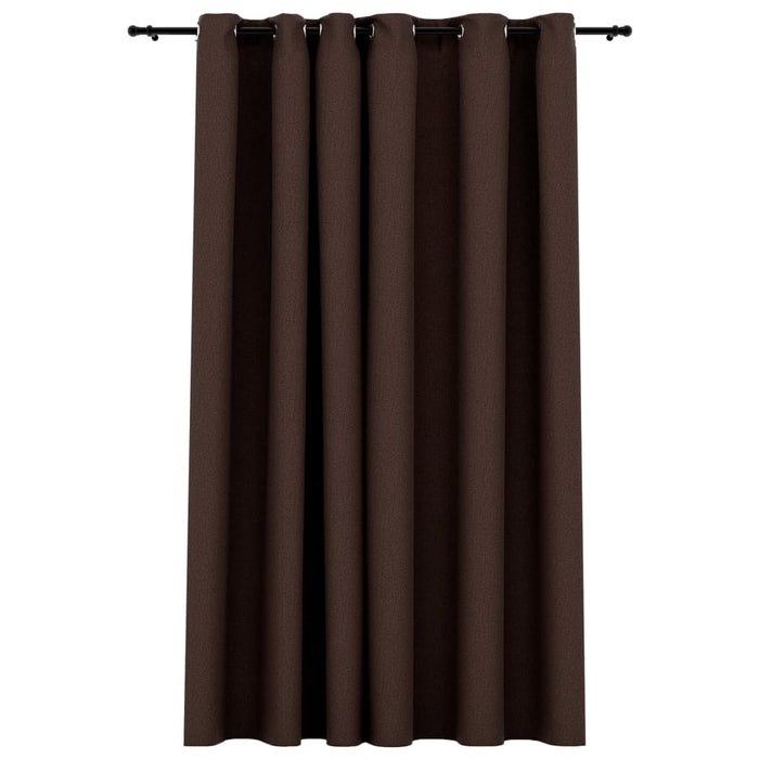 Perdea opacă, aspect pânză, cu ocheți, gri taupe, 290x245 cm - WALTI WALTI