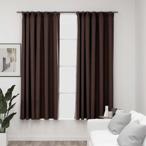 Draperii opace aspect in, cârlige, 2 buc. gri taupe, 140x175 cm - WALTI WALTI