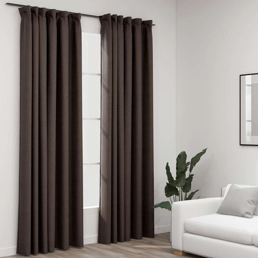 Perdele opace aspect pânză cârlige 2 buc. gri taupe 140x225 cm - WALTI WALTI
