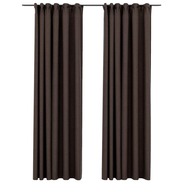 Draperii opace aspect pânză cârlige 2 buc. gri taupe 140x245 cm - WALTI WALTI