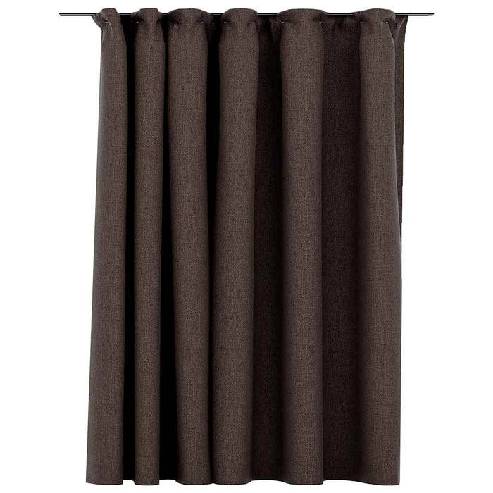 Draperie opacă, aspect de in, gri taupe, 290x245 cm, cu cârlige - WALTI WALTI