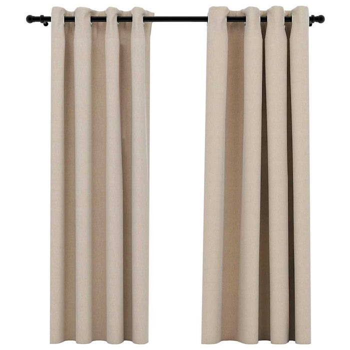 Perdele opace, aspect pânză, cu ocheți, 2 buc, bej, 140x175 cm - WALTI WALTI