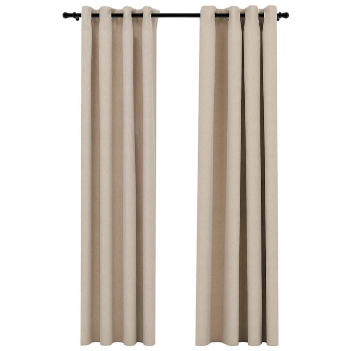 Draperii opace aspect in, cu ocheți, 2 buc., bej, 140 x 225 cm - WALTI WALTI