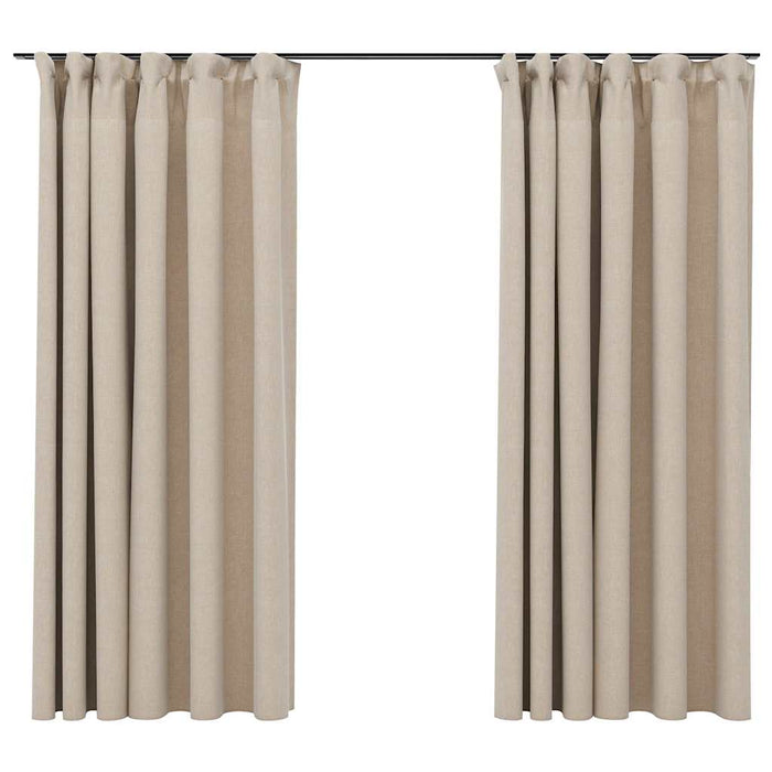 Draperii opace aspect in, cu cârlige, 2 buc., bej, 140x175 cm - WALTI WALTI