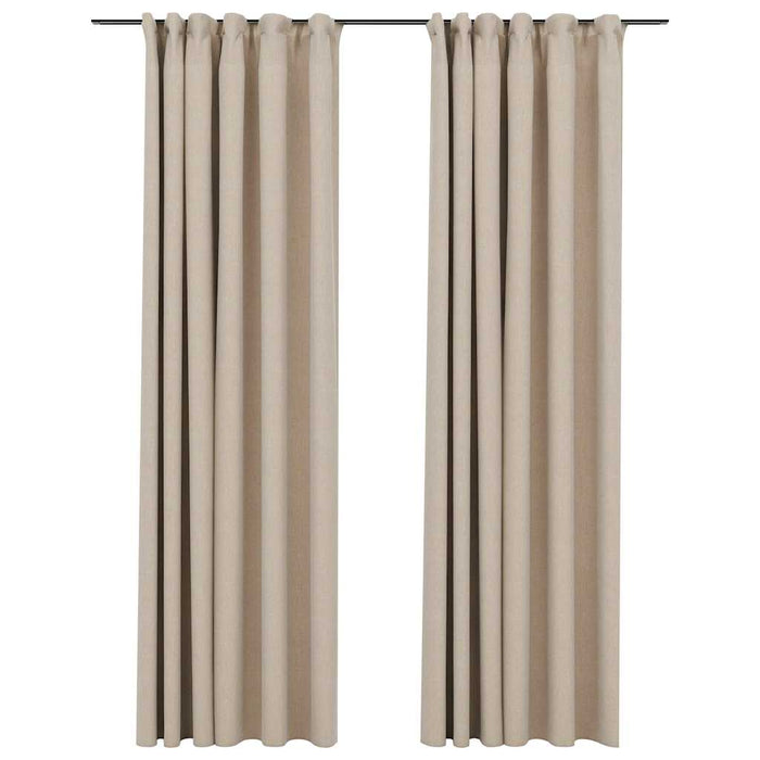 Perdele opace aspect pânză, cârlige, 2 buc. bej, 140x225 cm - WALTI WALTI