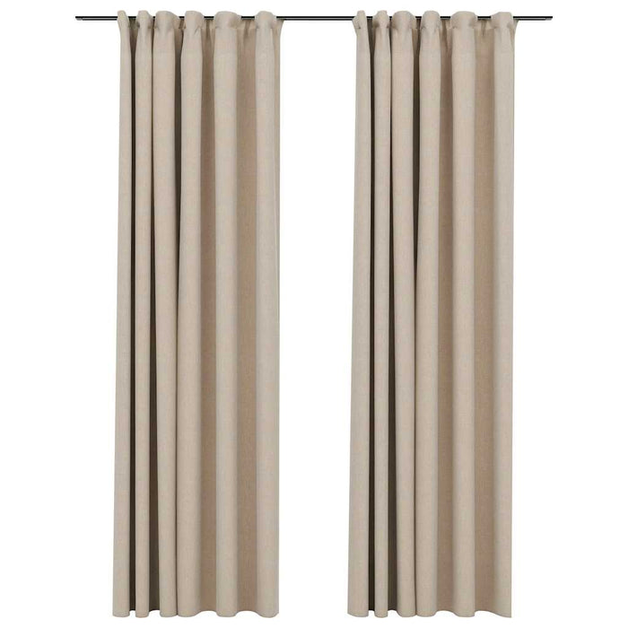 Draperii opace aspect in, cu cârlige, 2 buc. bej, 140 x 245 cm - WALTI WALTI