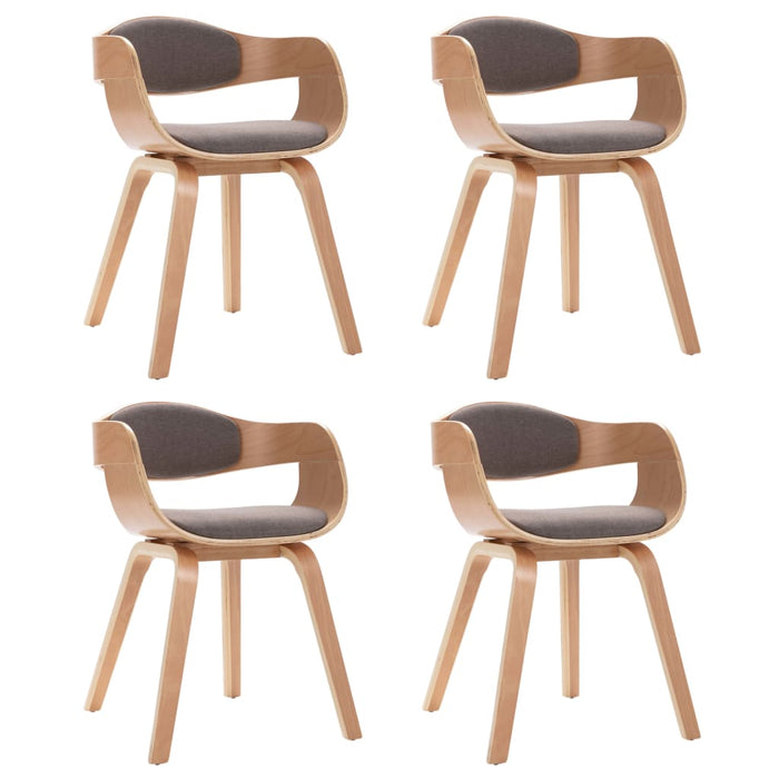 Scaune de bucătărie, 4 buc., gri taupe, lemn curbat și textil WALTI
