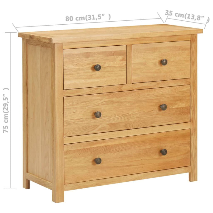 Dulap cu sertare, 80 x 35 x 75 cm, lemn masiv stejar - WALTI WALTI