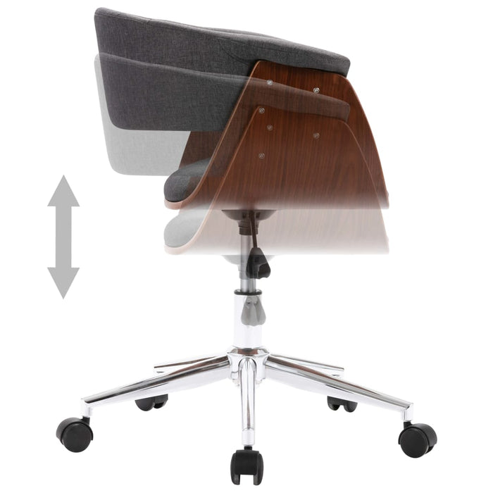 Scaun de birou pivotant, gri, lemn curbat și material textil - WALTI WALTI
