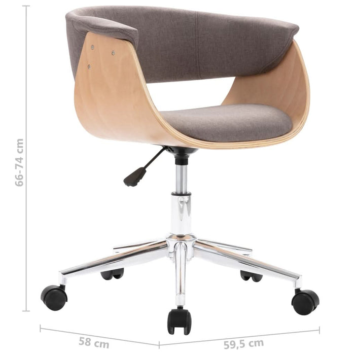Scaun de birou pivotant, gri taupe, lemn curbat și textil - WALTI WALTI