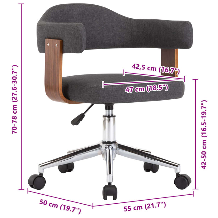 Scaun de birou pivotant, gri, lemn curbat și material textil - WALTI WALTI