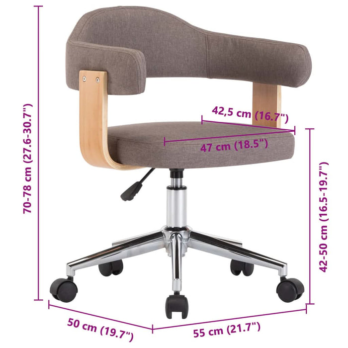 Scaun de birou pivotant, gri taupe, lemn curbat și textil - WALTI WALTI
