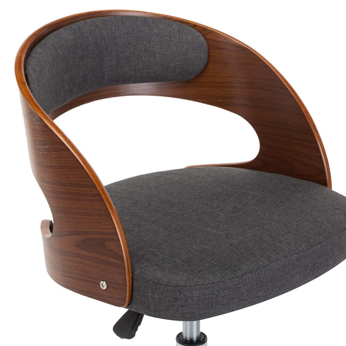 Scaun de birou pivotant, gri, lemn curbat și material textil WALTI