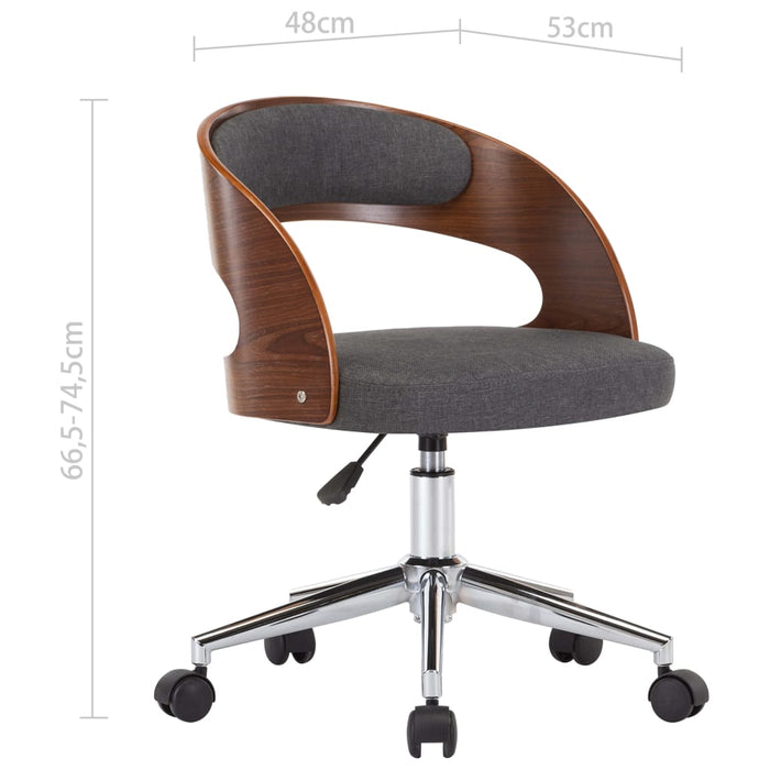 Scaun de birou pivotant, gri, lemn curbat și material textil WALTI