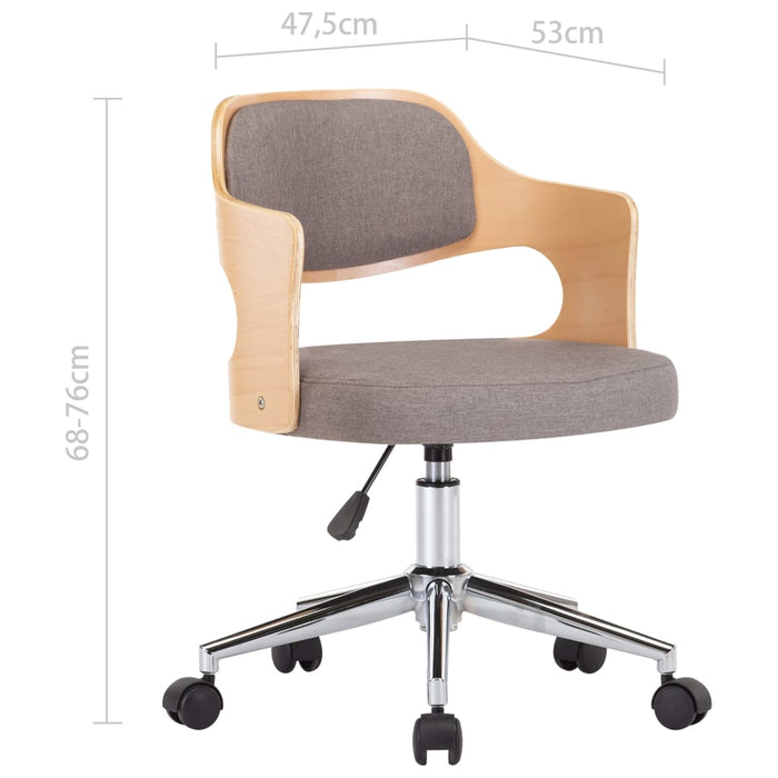 Scaun de birou pivotant, gri taupe, lemn curbat și textil - WALTI WALTI
