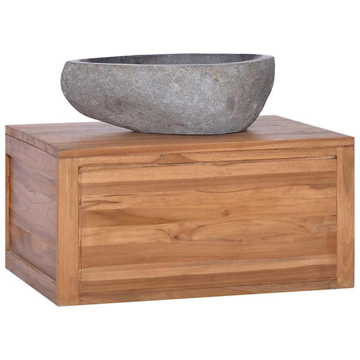 Dulap de baie suspendat, 60 x 45 x 30 cm, lemn masiv de tec - WALTI WALTI