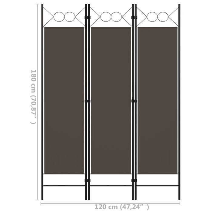 Paravan de cameră cu 3 panouri, antracit, 120 x 180 cm - WALTI WALTI