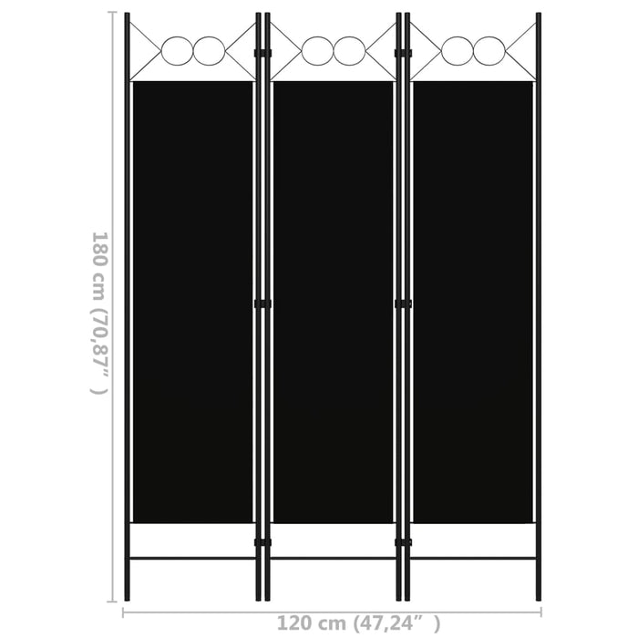 Paravan de cameră cu 3 panouri, negru, 120 x 180 cm - WALTI WALTI