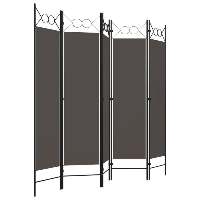 Paravan de cameră cu 5 panouri, antracit, 200 x 180 cm - WALTI WALTI
